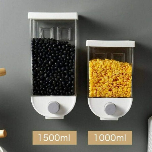 Wall-Mounted Dry Food Dispenser – 1500ml Clear Storage Box