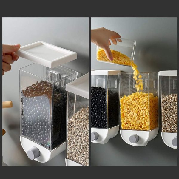 Wall-Mounted Dry Food Dispenser – 1500ml Clear Storage Box